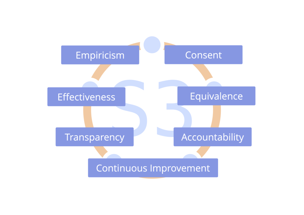 The S3 logo with the 7 principles