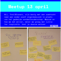 Aankondiging en post-its van de meetup